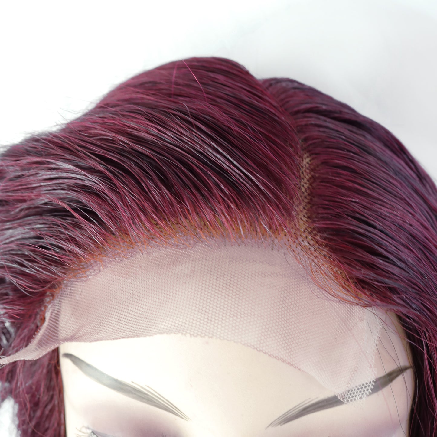 Perruque Cheveux Remy Rouge Bordeaux avec Lace Frontale HD - Ivy