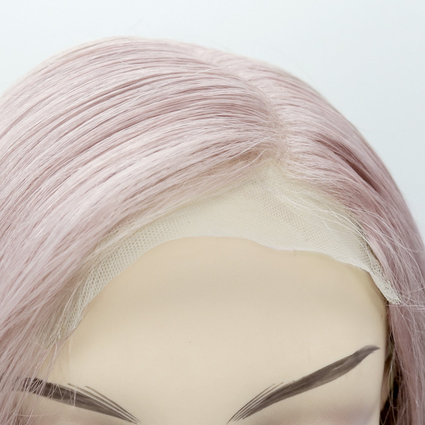 Perruque Cheveux Remy Lisses Roses au Carré, Noeud Blanchi & Lace HD - Cerise