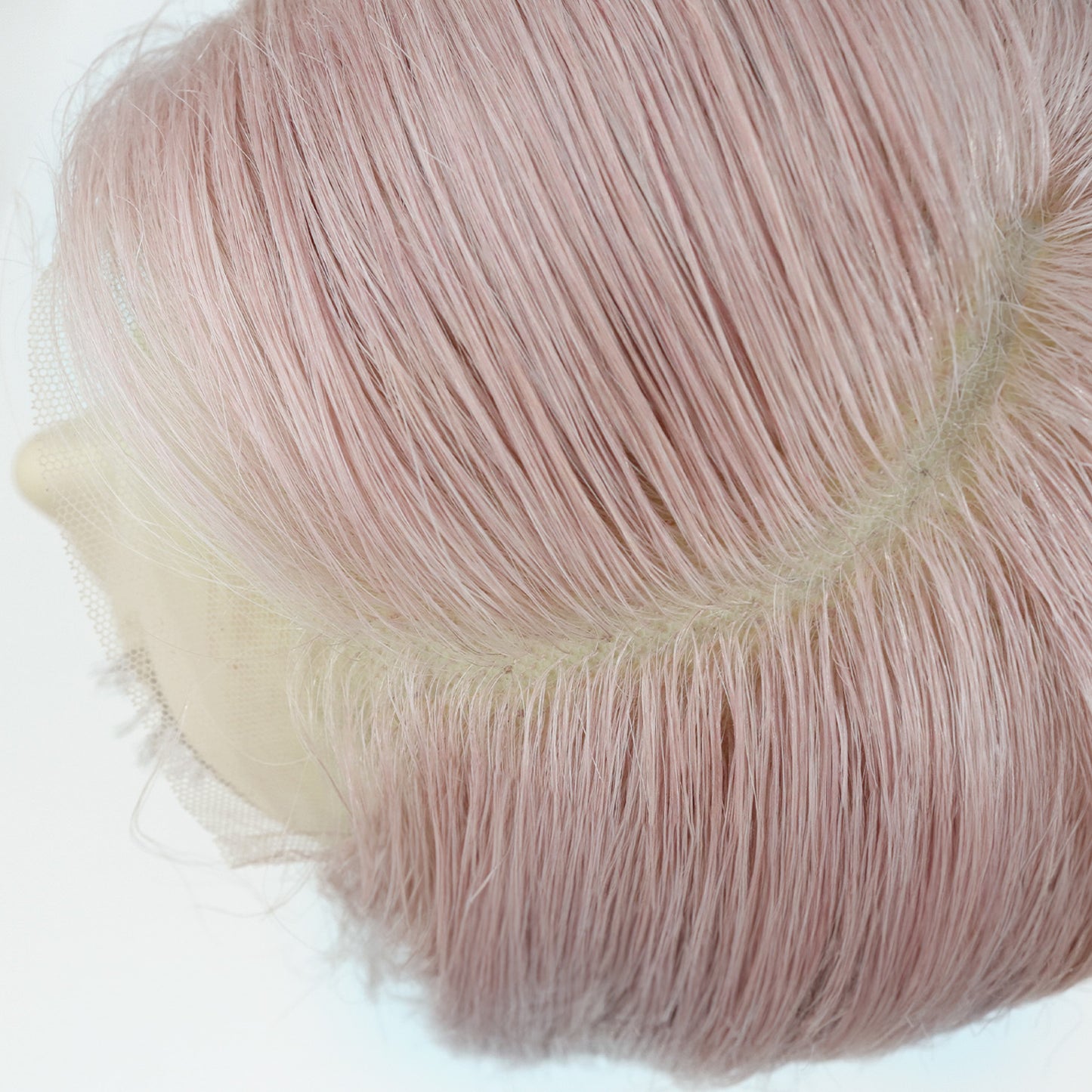 Perruque Cheveux Remy Lisses Roses au Carré, Noeud Blanchi & Lace HD - Cerise