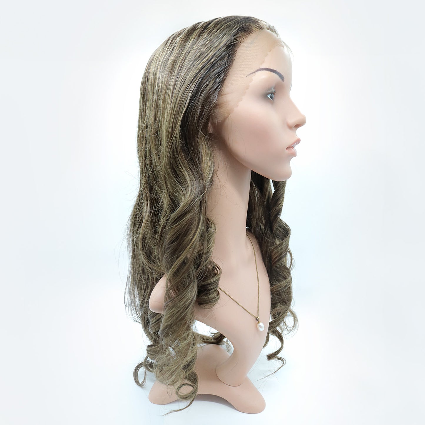 Perruque Mèches Blondes Cheveux Brésiliens Lisses avec Lace Frontale HD pré-épilée- Briana