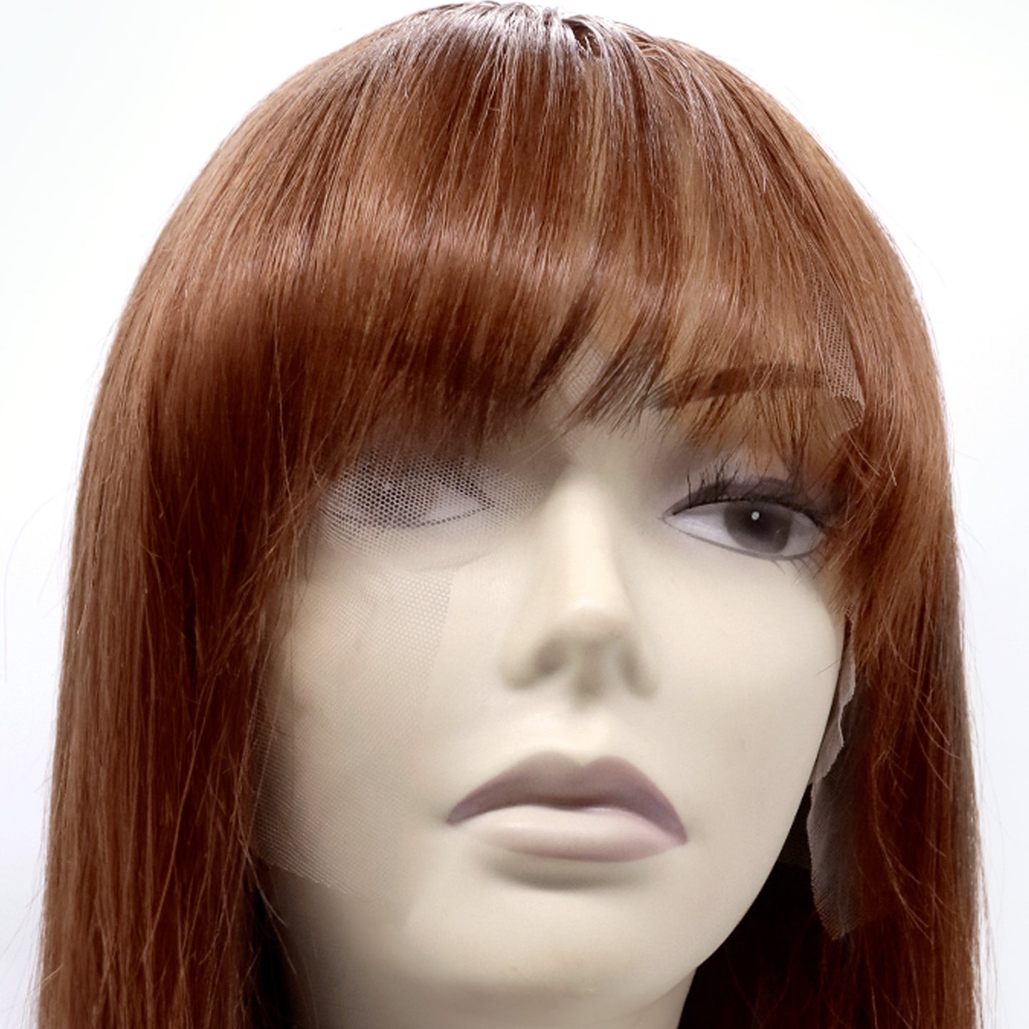 Perruque Rousse au Carré avec Frange et Lace Frontale HD Cheveux Brésiliens Purs - Jodie