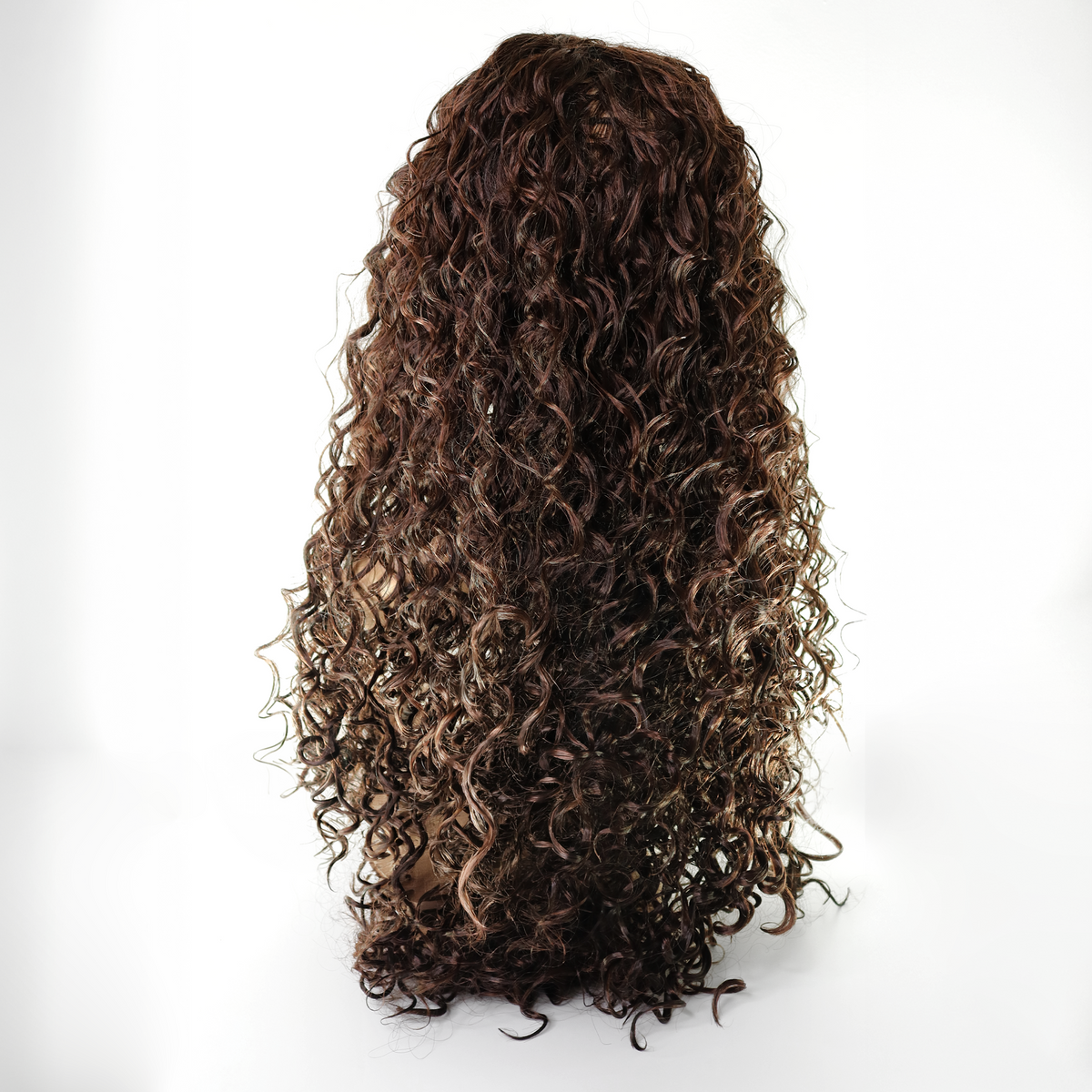 Perruque Bouclée Brun Chocolat 28" - Fibre Résistante et Lace HD 4x4