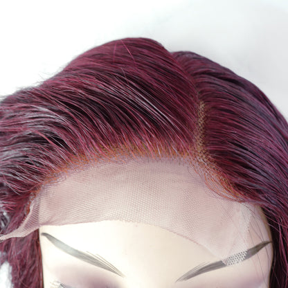 Perruque Cheveux Remy Rouge Bordeaux avec Lace Frontale HD - Ivy