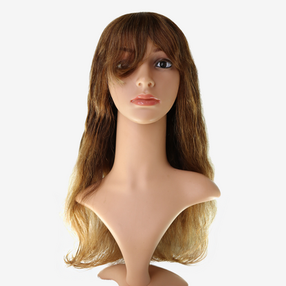Perruque ondulée à Frange Blond Foncé - Cheveux Vietnamiens Remy 250%