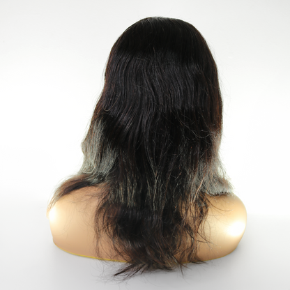 Perruque Ondulée Noir Naturel 18" - Cheveux Brésiliens, Lace Frontale HD 13x6, 250%