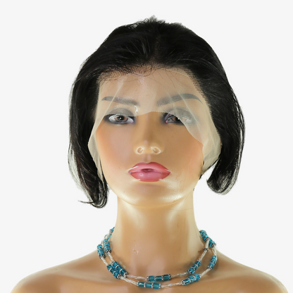 Perruque Courte au carré noire lisse - Cheveux Brésiliens, Lace Frontale HD 13x6