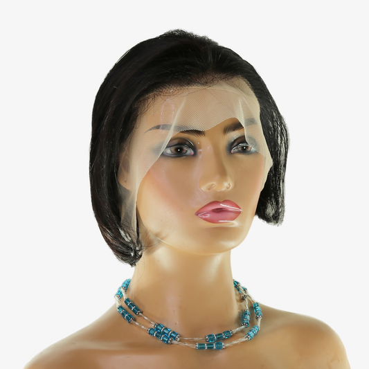 Perruque Courte au carré noire lisse - Cheveux Brésiliens, Lace Frontale HD 13x6