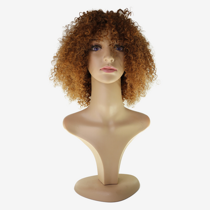 Perruque Afro Frisée Blond Foncé – Cheveux Indiens 250%, Sans Lace