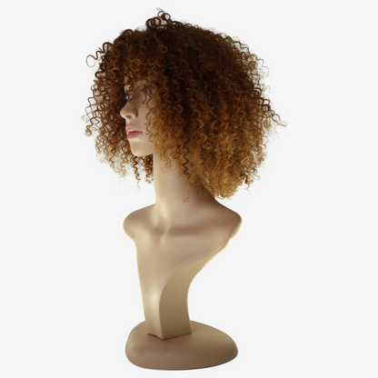 Perruque Afro Frisée Blond Foncé – Cheveux Indiens 250%, Sans Lace