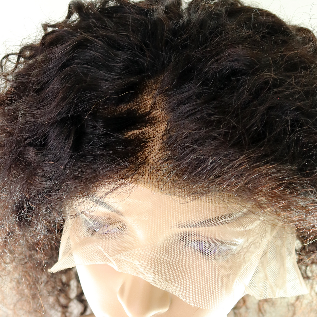 Perruque Frisée Noir Naturel - Cheveux Brésiliens, Lace Frontale HD