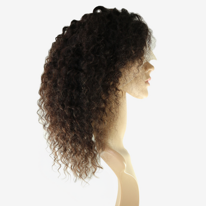 Perruque Frisée Noir Naturel - Cheveux Brésiliens, Lace Frontale HD