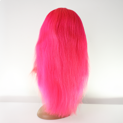 Perruque Lace Frontale HD Rose Vif - Cheveux Humains Naturels 250%