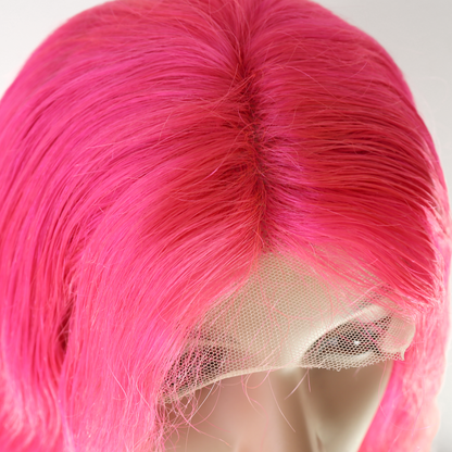 Perruque Lace Frontale HD Rose Vif - Cheveux Humains Naturels 250%