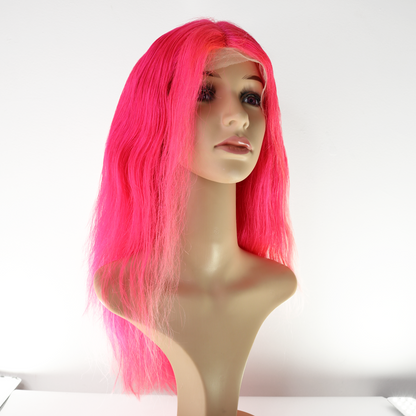 Perruque Lace Frontale HD Rose Vif - Cheveux Humains Naturels 250%