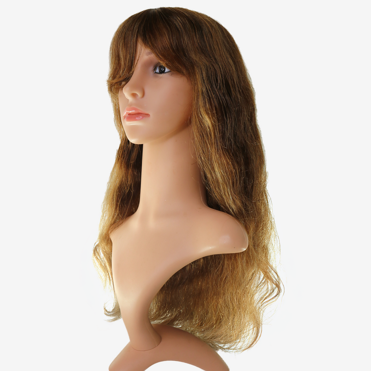 Perruque ondulée à Frange Blond Foncé - Cheveux Vietnamiens Remy 250%