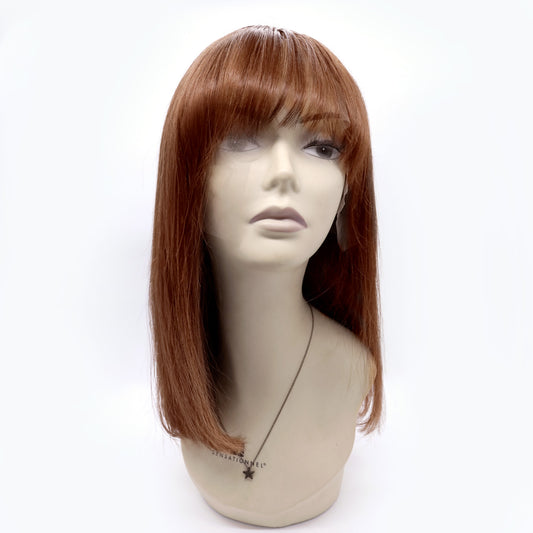 Perruque Rousse au Carré avec Frange et Lace Frontale HD Cheveux Brésiliens Purs - Jodie