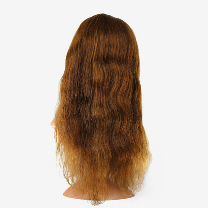 Perruque ondulée à Frange Blond Foncé - Cheveux Vietnamiens Remy 250%