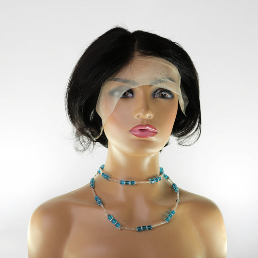Perruque Coupe Courte Noir Naturel - Cheveux Vietnamiens, Lace HD 13x6 250%