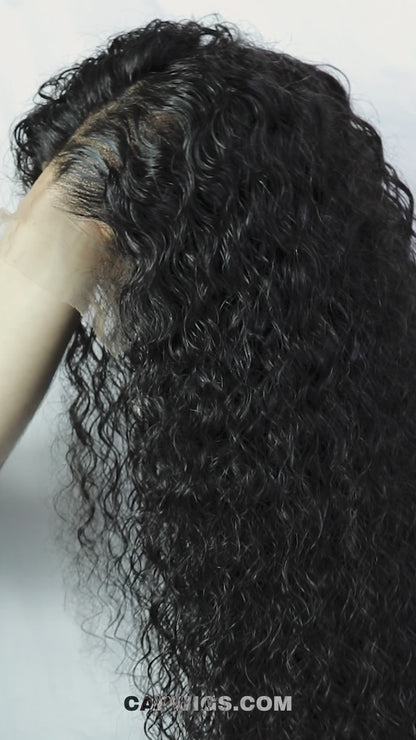 Perruque frisée lace Frontale pré-épilée HD en Cheveux Brésiliens 100% - Sandra